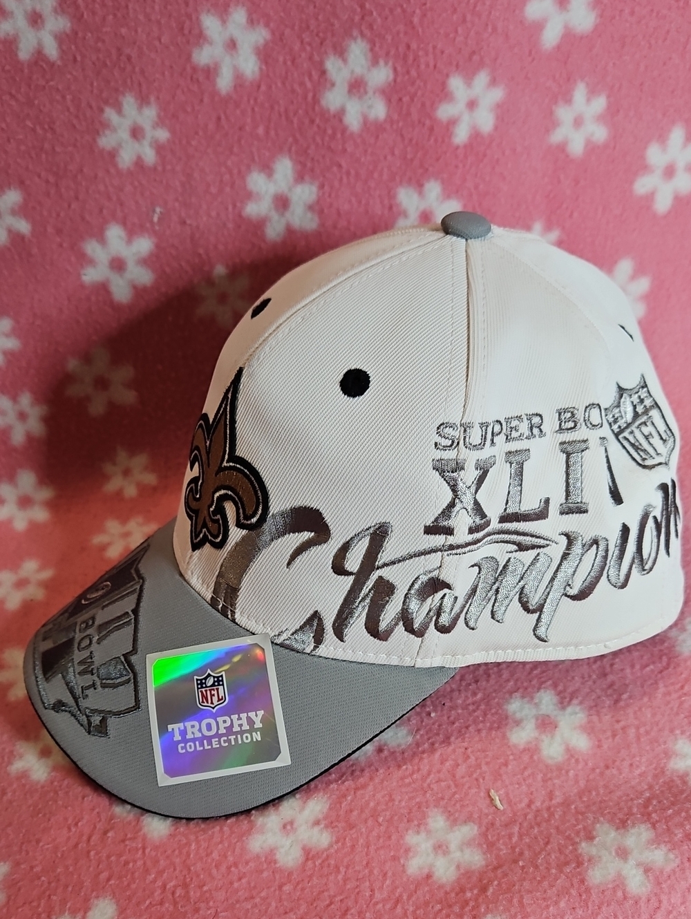 NFL Saints Men Super Bowl XLI Champions White & Gray Hat